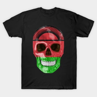 Malawi Flag Skull - Gift for Malawian With Roots From Malawi T-Shirt